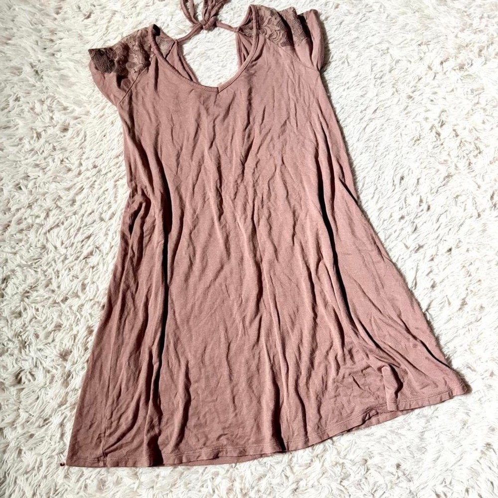 Boho Earthy Minimalist Whimsical Soft Slinky Lace Lagenlook Dress Womens S